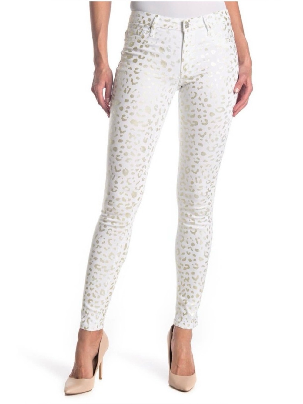 Black Orchid Jeans 24 Leopard Print Skinny Luxury Soft Stretch Denim White NWT